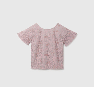 Girl's Regular Fit Round Neck Floral Top