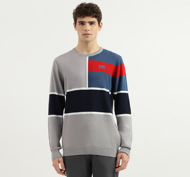 Regular Fit Round Neck Colorblock Sweater