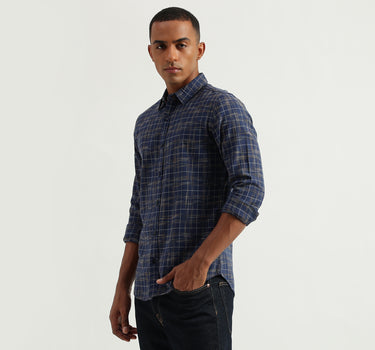 Men's Slim Fit Spread Collar Checked Shirts