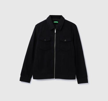 Collared Solid Zipper Jacket