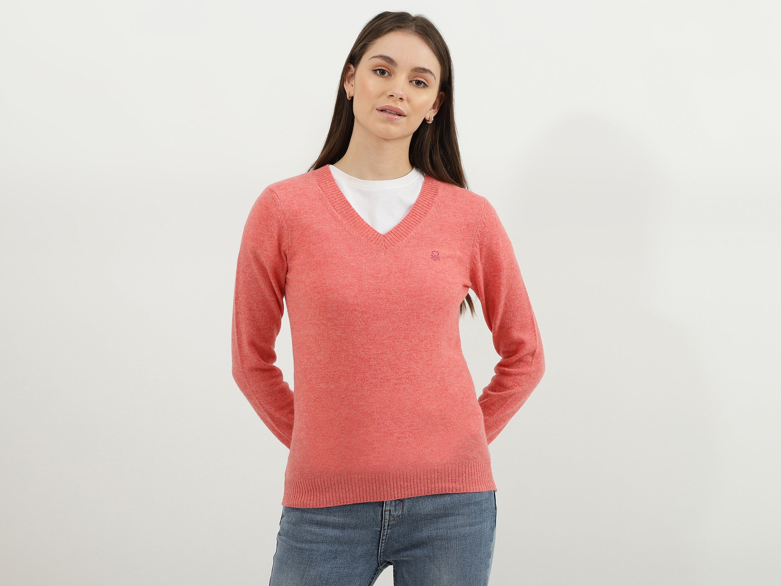 Women Solid V-Neck Sweater