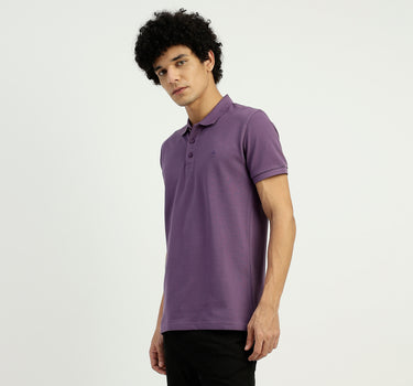 Regular Fit Ribbed Collar Solid T-Shirt