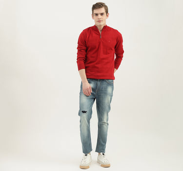 Men Solid Carrot Fit Jeans