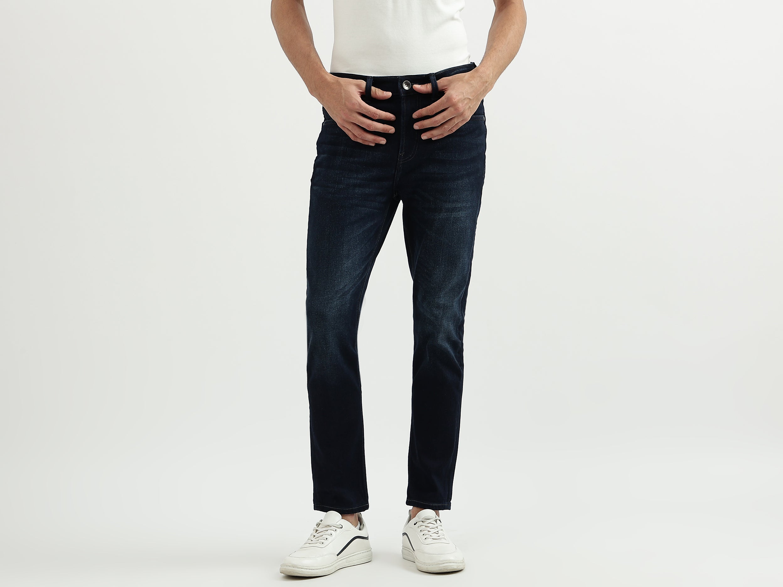 Men Solid Low Crotch Jeans