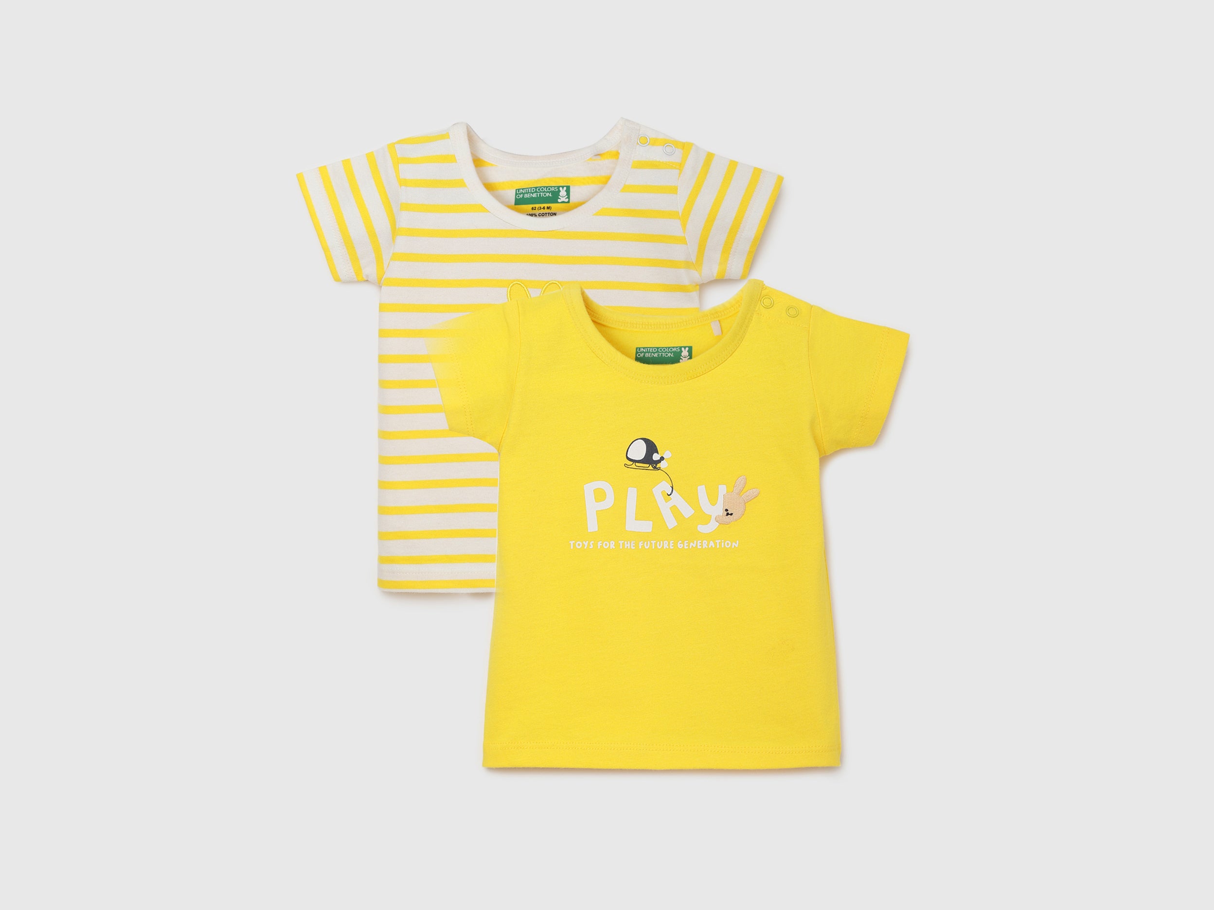 Round Neck Striped and Printed Baby T- Shirts - Pack of 2