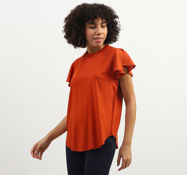 Women Solid Round Neck Top