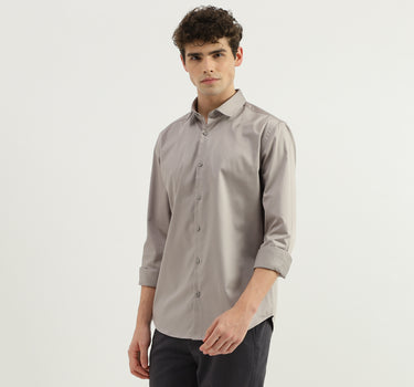 Slim Fit Spread Collar Solid Shirt