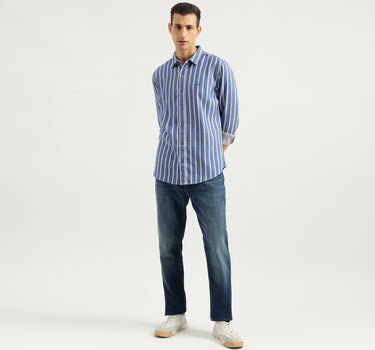 Men's Slim Fit Spread Collar Striped Shirts