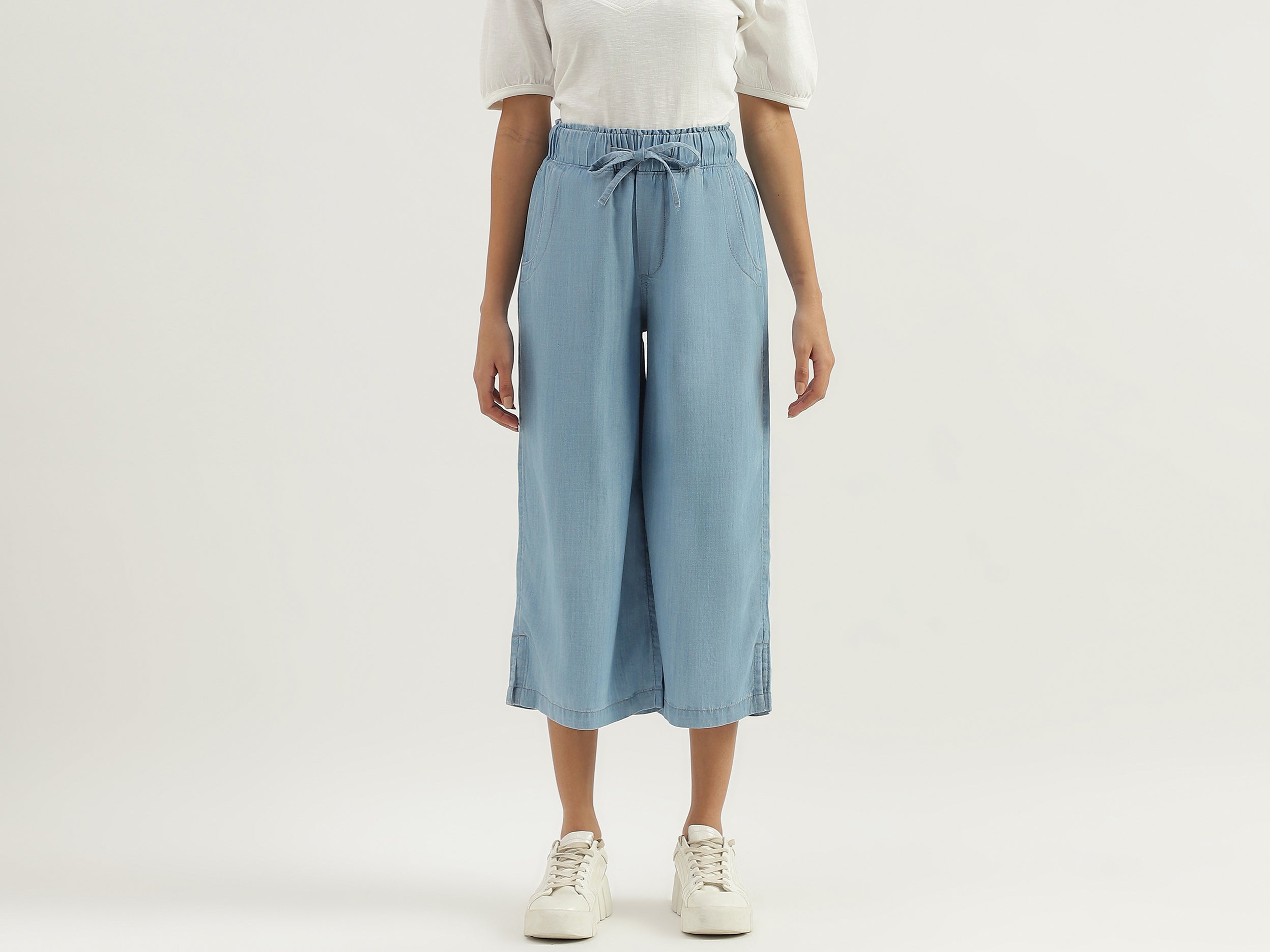 Solid Mid Waist Regular Fit Culottes