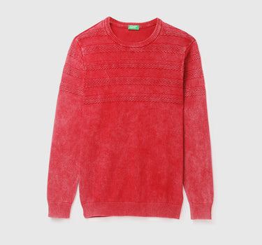 Men's Regular Fit Crew Neck Textured Sweater