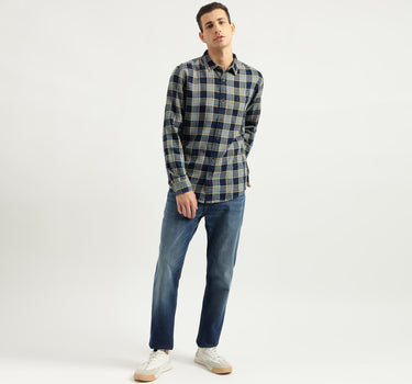 Men's Regular Fit Spread Collar Checked Shirts