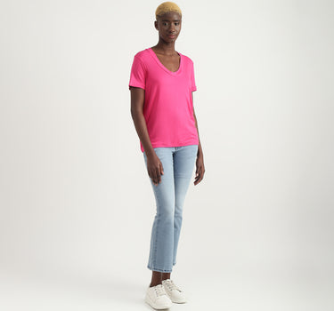 Viscose Blend Solid V-Neck Women T-shirts