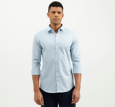 Slim Fit Spread Collar Solid Shirt