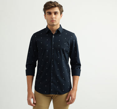 Men Printed Spread Collar Shirt