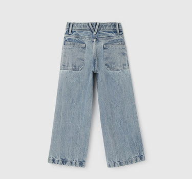 Girl's Solid Wide Leg Jeans