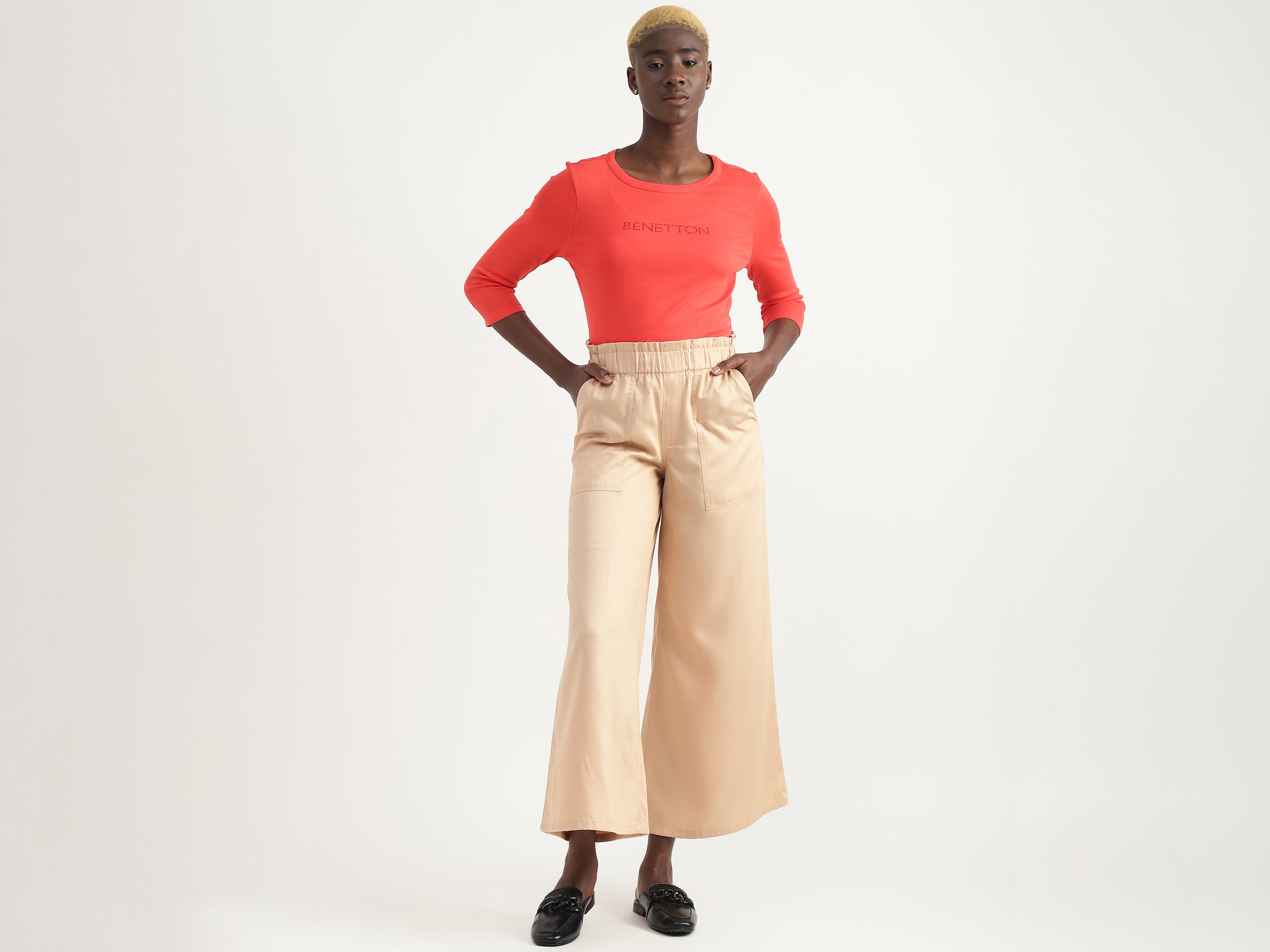 Tencel Solid Regular Length Women Trousers