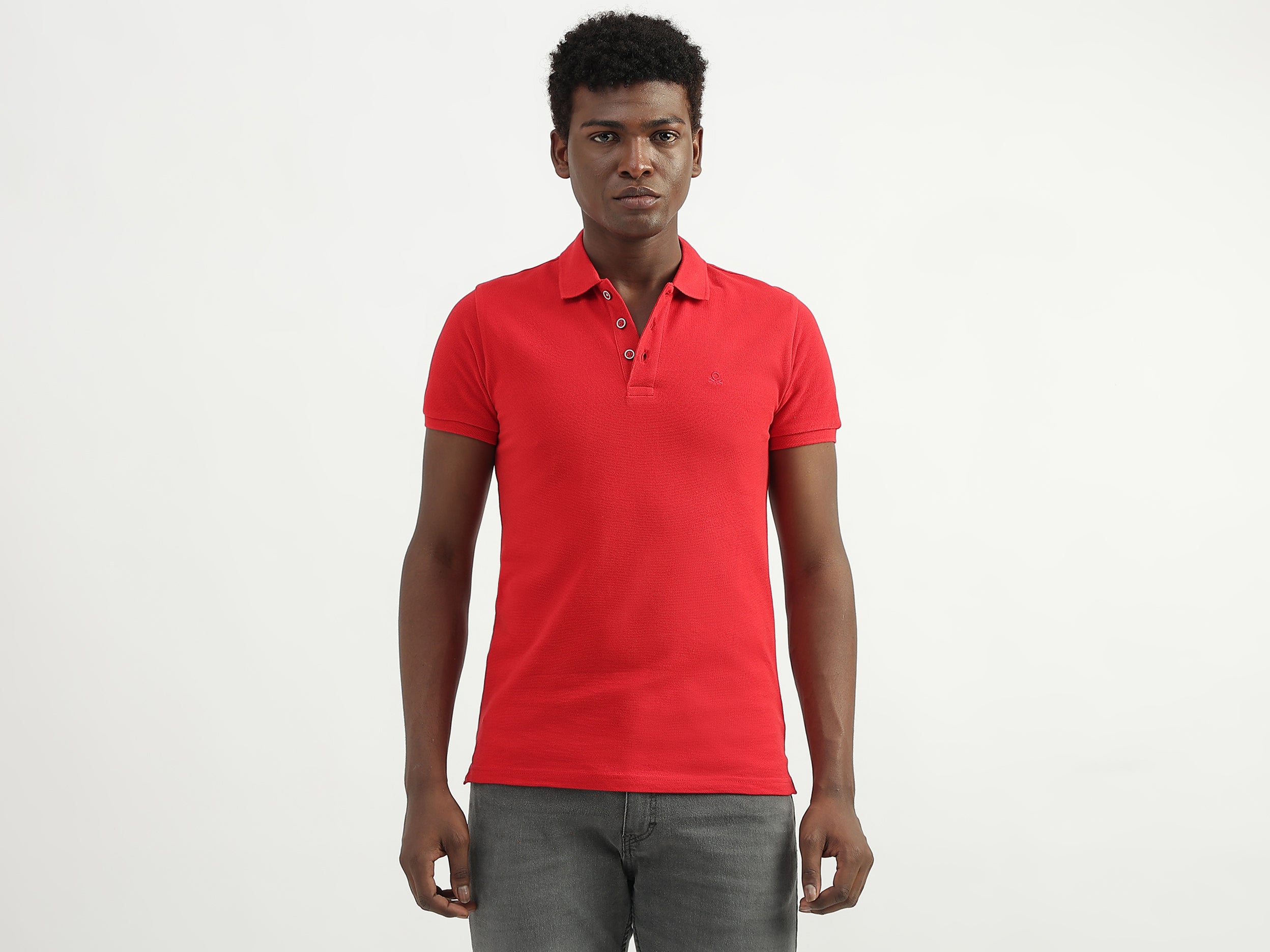 Cotton Solid Polo Collar Mens T-shirts