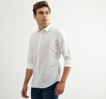 Men Self Designed Spread Collar Shirt