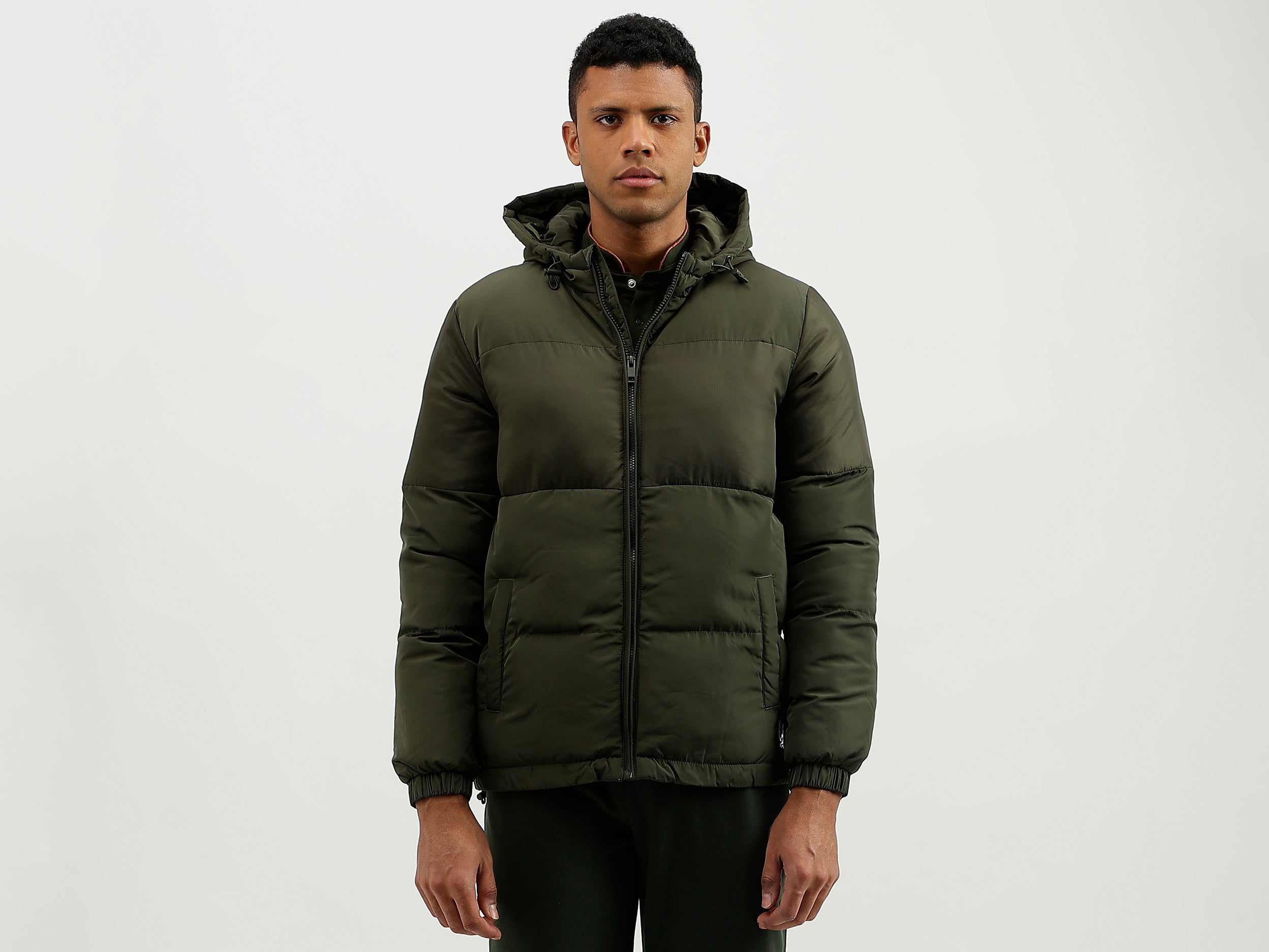 Regular Fit Hooded Solid Jacket