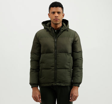 Regular Fit Hooded Solid Jacket