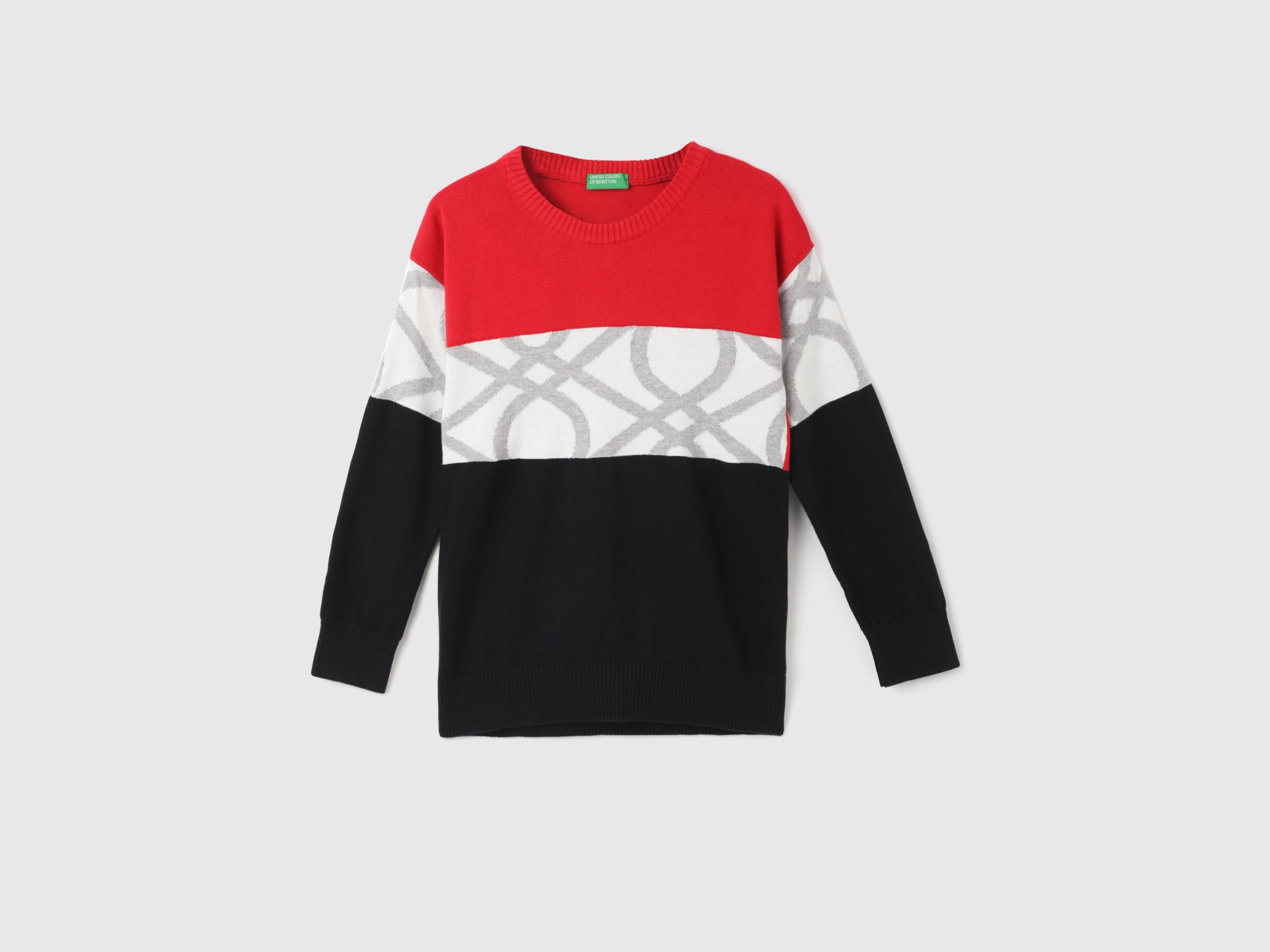 Boy's Regular Fit Round Neck Color Block Sweaters