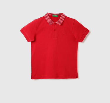 Boys Textured Polo Collar T-Shirt