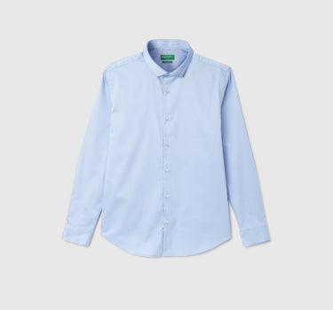 Slim Fit Spread Collar Solid Shirt