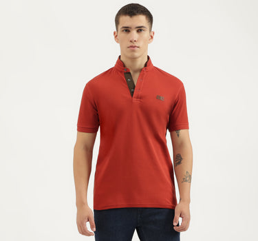 Regular Fit Stand Collar Solid T-shirts