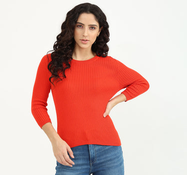 Ladies Round Neck Ribbed Sweatshirt