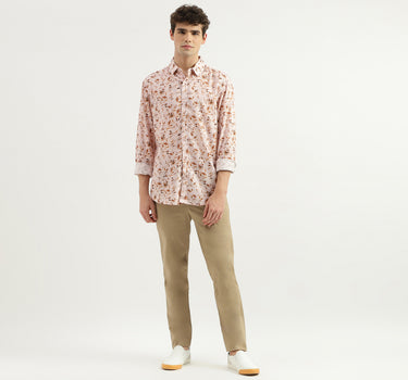 Slim Fit Spread Collar Floral Print Shirt