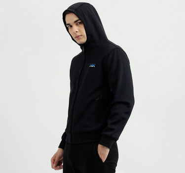 Men's Regular Fit Hooded Neck Scuba Knitted Jacket