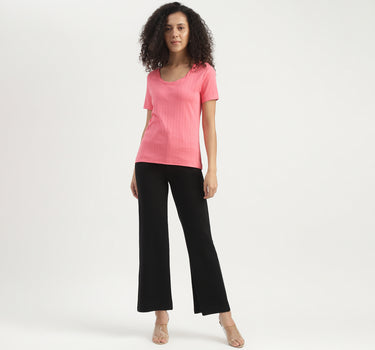 Regular Fit Scoop Neck Ribbed Top