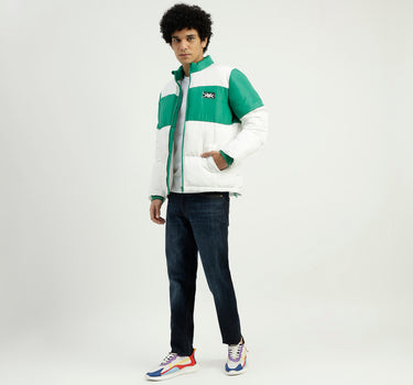 High Neck Colorblock Zipper Jacket