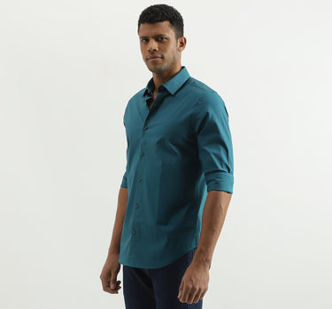 Slim Fit Spread Collar Solid Shirt