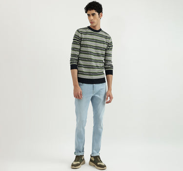 Men Patterned Round Neck Sweater