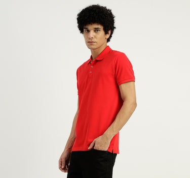 Polo Neck Solid Pattern T-Shirt