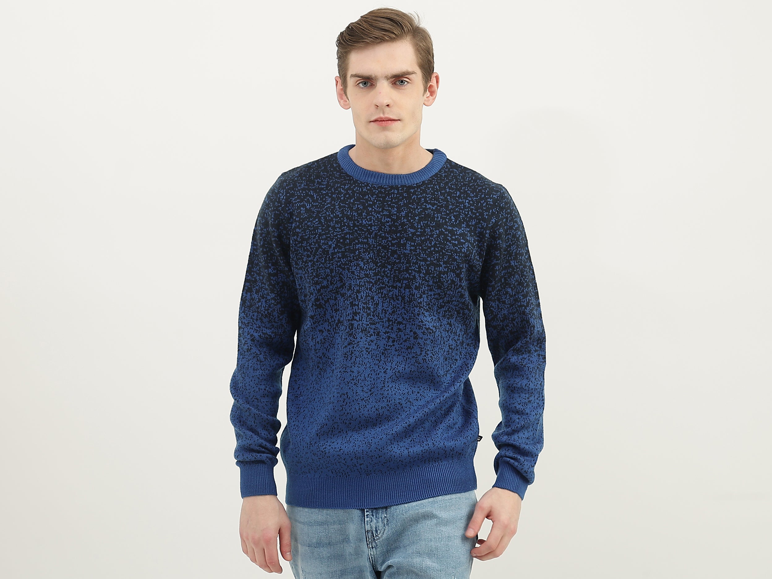 Men Textured Round Neck Sweater