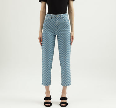 Women's Checked Regular Fit Jeans