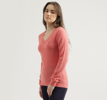 Women's Regular Fit V-Neck Solid Sweater