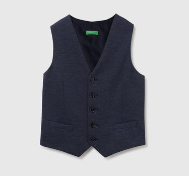 V-Neck Textured Button Down Waistcoat