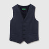 V-Neck Textured Button Down Waistcoat