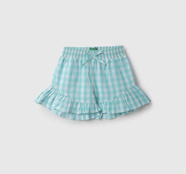 Girls Checked Regular Fit Shorts