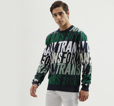 Men's Regular Fit Crew Neck Printed Sweater