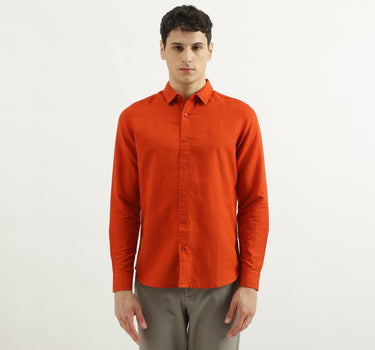 Slim Spread Collar Solid Shirts