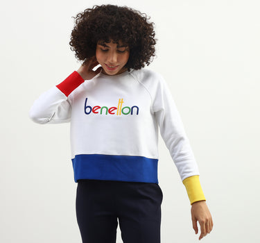 Women Embroidered Logo Round Neck Sweatshirt