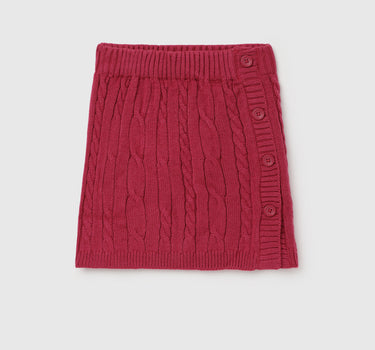 Side Button Cable Knit Regular Skirt