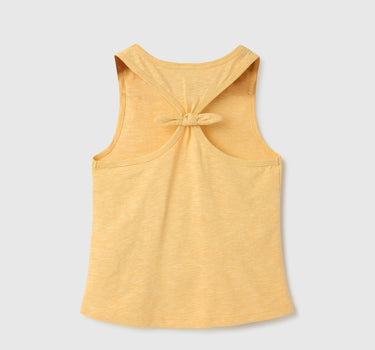 Regular-Fit Round Neck Solid Tank Top With Back Knot Detail