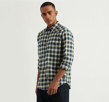 Men's Slim Fit Spread Collar Checked Shirts