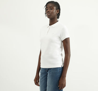 Women Solid Polo Collar T-shirt