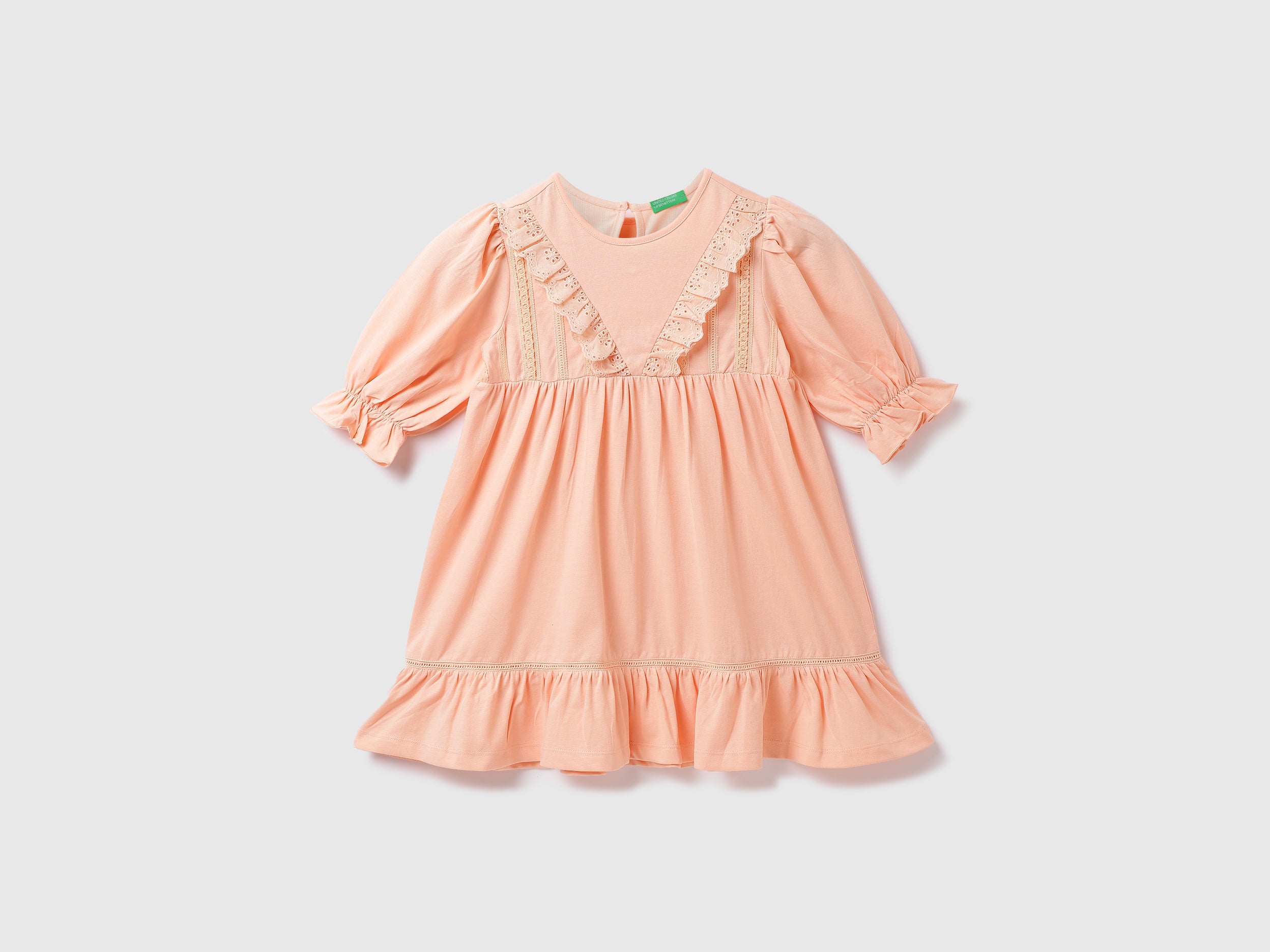 Cotton Solid Round Neck Girls Dresses